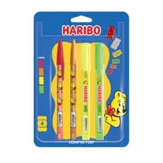 Conjunto Haribo - Marca-Texto Destaq + Esferográficas Top 2000 - Compactor