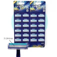 Cartela Com 24un Aparelhos De Barbear 3 Lâminas Navy Promoção