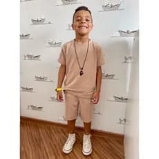 conjunto infantil camiseta e short liso tecido confortável roupa infantil conjunto menino camiseta e bermuda conjunto de menino conjunto de shorts