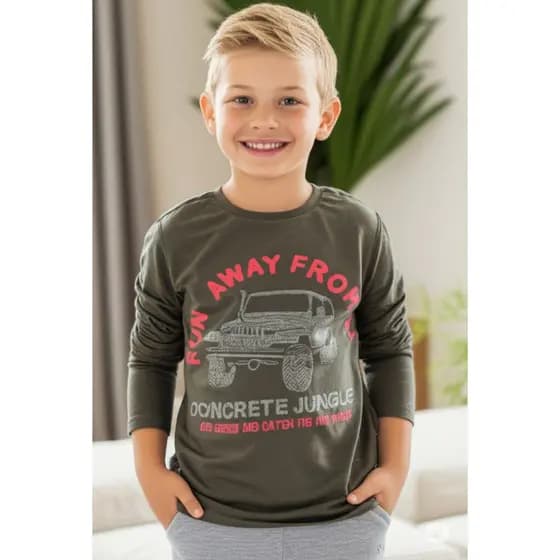 Camiseta Manga  Curta e Manga Longa Meninos Algodão Tam 1 ao 16