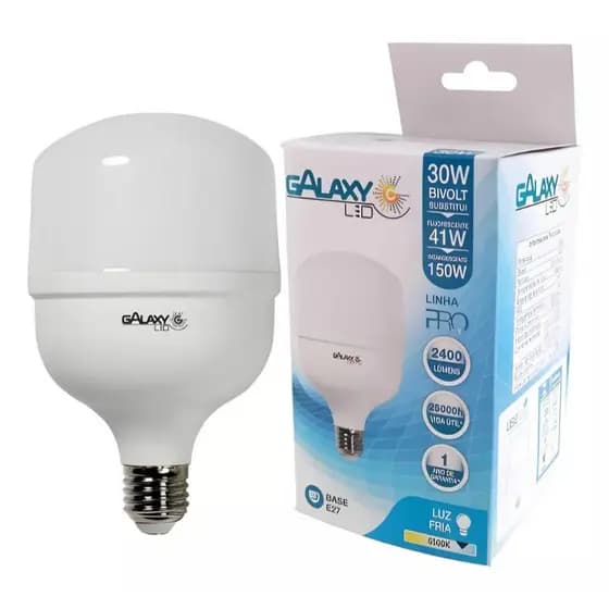 Lampada LED Bulbo 30W Branco Frio 6500k Bivolt E27 Galaxy LED Linha PRO Garantia 1 ano