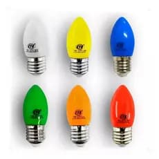 Kit 10 / 20 / 30 Lâmpada Led Vela 1w Colorida 127v E-27