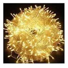 Cordão 100 Led Fixo Prova D'água Branco Quente Fio Transparente