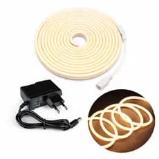 Fita Led Neon Flexível 5m 12v + Fonte Branco Frio/ Branco Quente