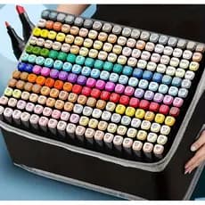 Conjunto De Canetas Marcador Permanente Ponta Dupla 80,48,36 Cores Tinta Colorido Exterior Preto