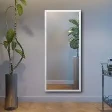 Espelho 40x80 Moldura Lisa Cor branco Para Decoração