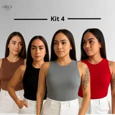 Kit 4 Blusinhas Regata Feminina Casual Básica Suplex Moda Blogueira Tendência Verão