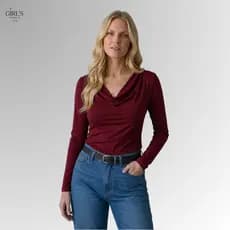 Blusa Feminina Manga Longa Gola Boba Degagê Suplex Premium Elegante