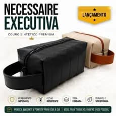 Bolsa Necessaire Executiva Masculina em Couro Premium | Multiuso com Alça e Forro Interno