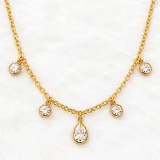 Colar Semijoia Ponto de Luz de zircônia Elegante | Banhado a Ouro