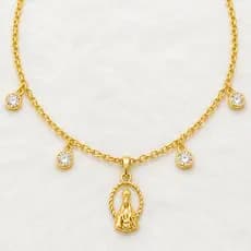 Colar Semijoia Nossa Senhora com zircônias | Banhado a Ouro ou Prata