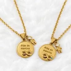 Colar Semijoia Elo Português Mãe de Menina e Mãe de Menino Brilhante | Banhado a Ouro