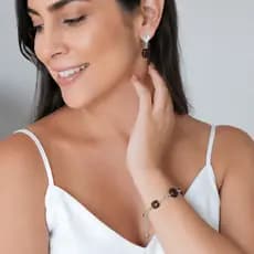 Conjunto Brincos + Pulseira Elegante com pedra Ônix | Banhado a Ouro ou Prata
