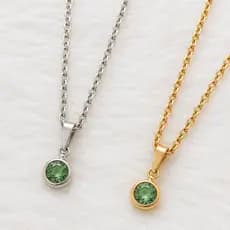 Colar Semijoia Ponto de Luz com zircônia Verde | Banhado a Ouro ou Prata