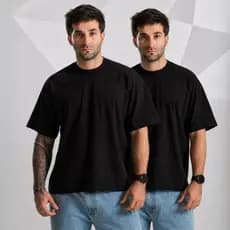 Kit 2 Camiseta Box Oversized Streetwear Algodão para Academia ou Camiseta Casual Street