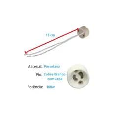 SOQUETE GU10 PORCELANA COM RABICHO DICROICA LED HALÓGENA