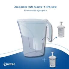 Jarra Purificadora Ulfer Bacfree Branco com Refil Extra Reduz Cloro Aumenta Ph da Água Vida