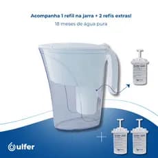 Jarra Purificadora Ulfer Bacfree Branco com 2 Refis Extra Reduz Cloro Aumenta Ph Livre de Cloro