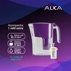 Jarra Purificadora de Água Alcalina Alka Roxo com 1 Refil Extra Reduz Cloro Aumenta Ph Rende