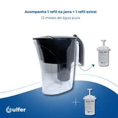 Jarra Purificadora Ulfer Bacfree Preto Portátil com Refil Extra Eficiência Bacteriológica Inmetro