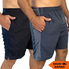 2 Shorts Masculino Tactel com Elastano Dry Fit Bermuda Lisa Academia