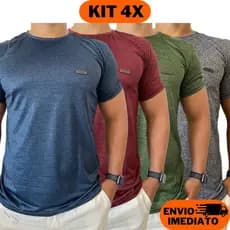 4 Camisetas Masculinas Kit Malha Fria Dry Fit Treino Academia Corrida