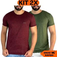 Kit 2 Camisas Masculinas  Malha Fria Manga Curta Moda Fitness de Academia
