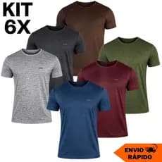 6 Camisas Masculinas Kit Manga Curta Malha Fria para Academia
