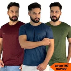 Kit 3 Camisetas Malha Fria Masculinas Camisa Dry Fit para Academia e Treino