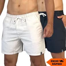 2 Shorts Masculino Kit Mauricinho Fio Tinto Linho Casual Bermuda Moda Praia
