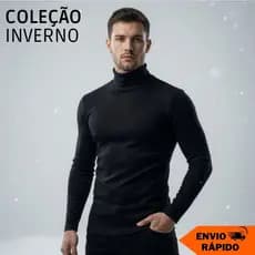 Cacharrel Masculina Manga Longa Blusa Canelada Gola Alta Inverno