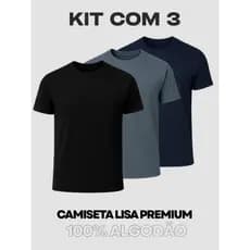 Kit 3 Camisetas Masculinas Básicas Lisa Algodão Premium Confortável Promoção