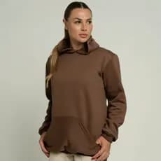 Moletom Canguru Feminino Com Capuz Bolso Algodão Flanelado Blusa de Frio
