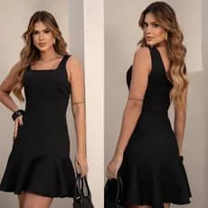 Vestido Feminino Saia rodado Moda femininina elegância ( Zíper invisível nas costas e alça grosa )