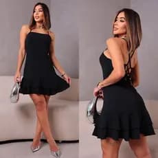 Vestido curto babado rodado “( possui bojo e forro Regulaguem nas costas  ) Moda feminina
