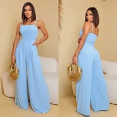 Macacão feminino costa fechado bojo e forro bolsos laterais zíper invisível moda feminina elegante