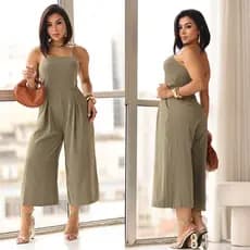 Macacão pantacur costa fechado ( possui bojo e forrado ) zíper invisível moda feminina elegante