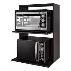Nicho Micro-ondas E Forno Suporte Suspenso Preto MDF