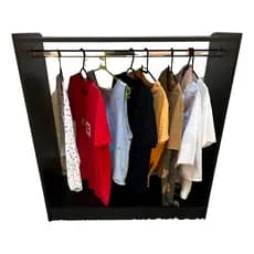 Balcão Arara Central Loja Boutique Mdf Preto Cabideiro Roupa