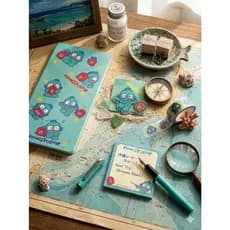 Kit Papelaria Sanrio Hangyodon Kawaii - Caderno, Carimbos, Washi Tape e Bloco de Notas Fofo Presente Escolar