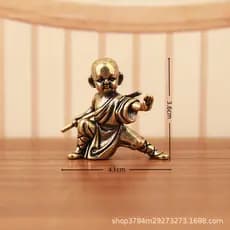 Canudos de mesa de latão decoração de mesa esportes Kung Fu pequeno monge casa chá decoração para animais de estimação d