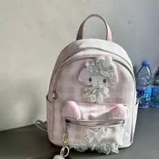 Moda Bonito Melodia Menina Rosa Xadrez Couro Saco De Escola Estudante Lazer Viagem Versátil Bolsa Escolar Ombro
