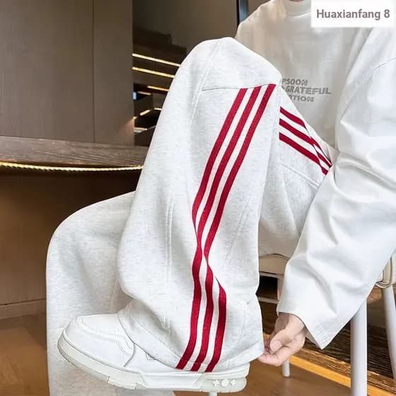 American High Street Sports Calças de algodão masculinas primavera outono chão esfregando calças de pernas largas soltas