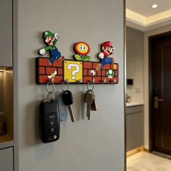 Gancho chave entrada gancho de parede Super Mario gancho ponto interrogação gancho tijolo gancho toalete gancho porta de