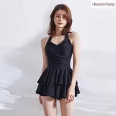 Japonês coreano cor sólida moda estilingue maiô de uma peça feminino mais magro olhar capa barriga primavera quente maiô