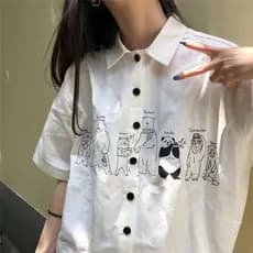 Japonês de manga curta JK uniforme branco camisa de manga curta feminino estudante versão coreana solta camisa impressa
