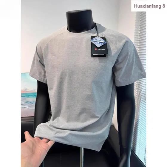 {Novo produto} Verão americano High Street sports camiseta masculina cinza gelo seda de secagem rápida camiseta masculin