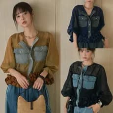 Olhos grandes [roupas femininas japonesas coreanas de tamanho único] Camisa de manga comprida-3 cores verão feminino man