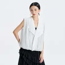 Olhos grandes [Roupas femininas estilo Yamamoto] Colete-estilo Hong Kong Lapela grande Gaze de camada dupla Colete sem m