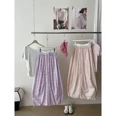 Olhos Grandes [Roupas Femininas Boutique Coreana Japonesa] Calças Compridas-2 Cores Estilo Japonês Coreano Contraste Cor